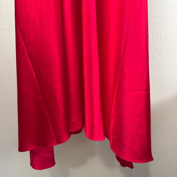 Halogen red v-neck empire waist gown maxi dress satin S - Picture 11 of 13